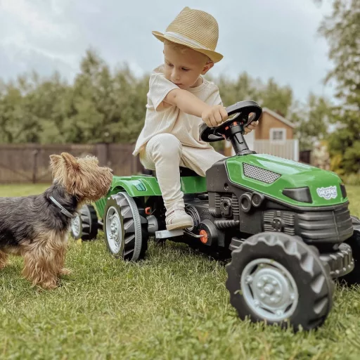 Woopie XXL pedálos traktor utánfutóval - csendes kerekekkel