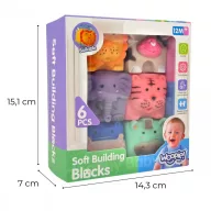   Woopie baby 6 db-os szilikonos szenzoros kocka készlet – vadállatos