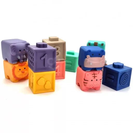 Woopie baby extra puha szenzoros, szilikonos építőkocka 