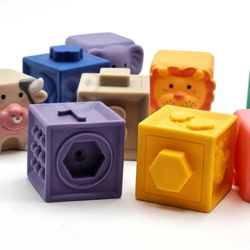 Woopie baby extra puha szenzoros, szilikonos építőkocka 