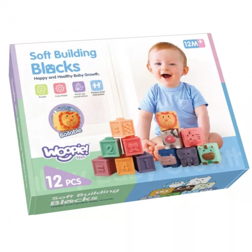 Woopie baby extra puha szenzoros, szilikonos építőkocka 