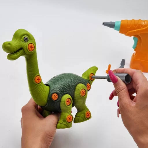Woopie összeszerelhető Brachiosaurus fúróval és csavarhúzóval – mozgatható elemekkel