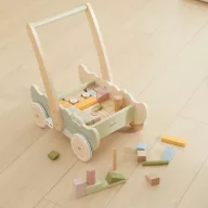Viga PolarB fa járásfejlesztő kocsi építőkockákkal