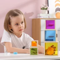 JátékViga fa montesszori formabedobó és toronyépítő játék