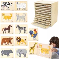   Viga 12 db-os montessori fogantyús puzzle készlet - tárolóval