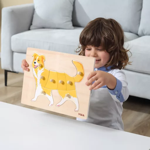 Viga 12 db-os montessori fogantyús puzzle készlet - tárolóval