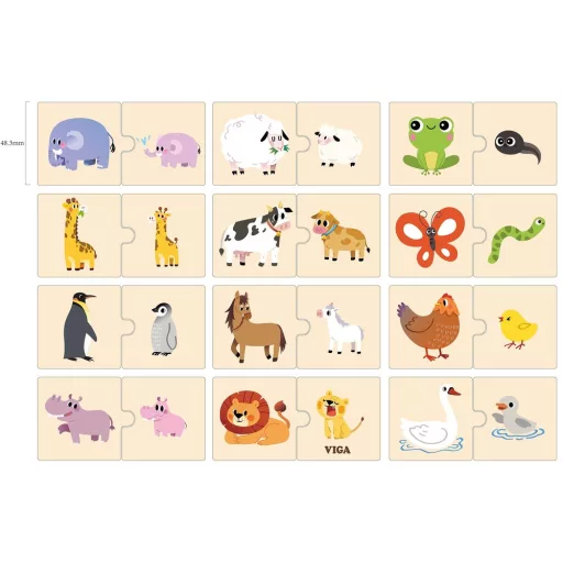 Viga kicsik és nagyok állatos párosító puzzle