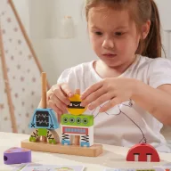   Viga montessori fa robotépítő feladatlapokkal - kreatív fejlesztő játék