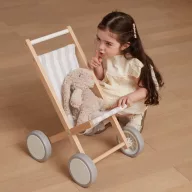   Viga fa babakocsi gumírozott kerekekkel - 38 cm-es babákhoz