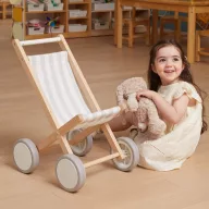   Viga fa babakocsi gumírozott kerekekkel - 38 cm-es babákhoz