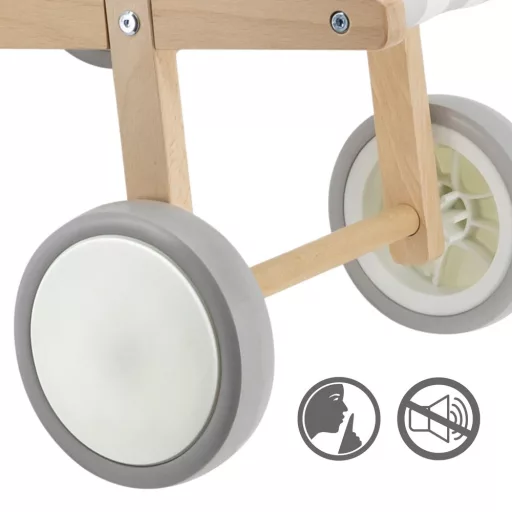 Viga fa babakocsi gumírozott kerekekkel - 38 cm-es babákhoz