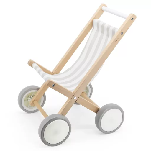 Viga fa babakocsi gumírozott kerekekkel - 38 cm-es babákhoz