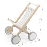  Viga fa babakocsi gumírozott kerekekkel - 38 cm-es babákhoz