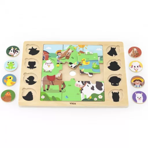 JátékViga 9 db-os puzzle és képkereső - háziállatos