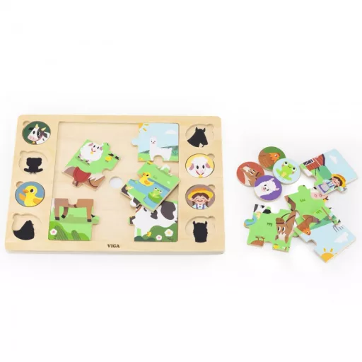 JátékViga 9 db-os puzzle és képkereső - háziállatos