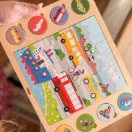 JátékViga 9 db-os puzzle és képkereső - járműves