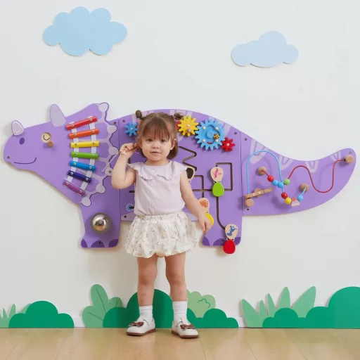 Viga fa montessori fali játék – manipulációs tábla
