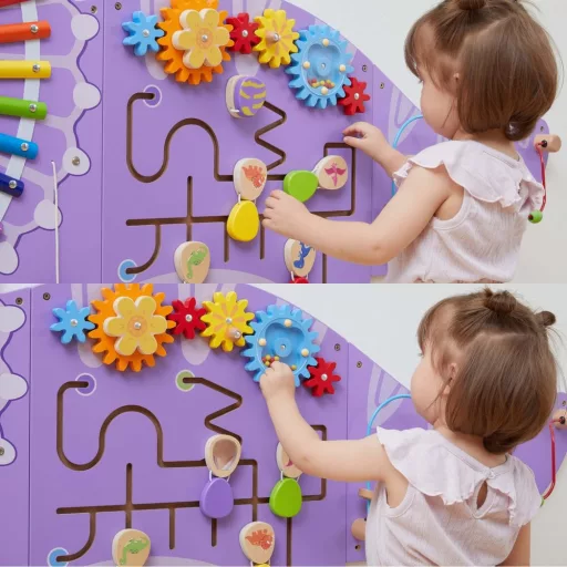Viga fa montessori fali játék – manipulációs tábla