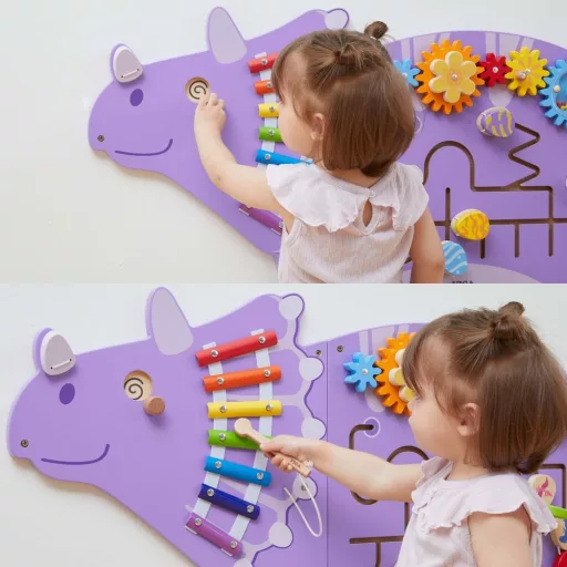 Viga fa montessori fali játék – manipulációs tábla