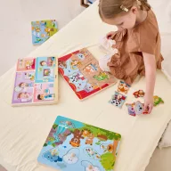  VIGA egzotikus állatok hangos fa puzzle – interaktív kirakós állathangokkal