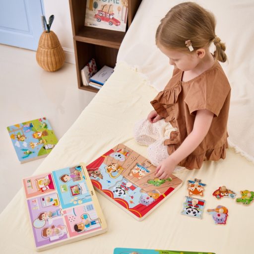 VIGA zenélő állatok fa puzzle – interaktív kirakós hangszerhangokkal