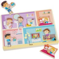   VIGA mindennapi tevékenységek fa puzzle – interaktív kirakós hanghatásokkal