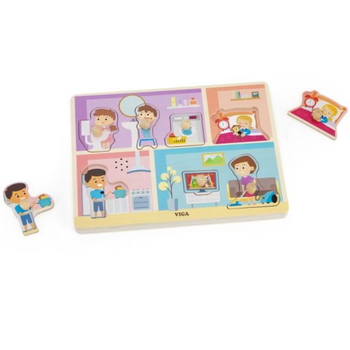 VIGA mindennapi tevékenységek fa puzzle – interaktív kirakós hanghatásokkal