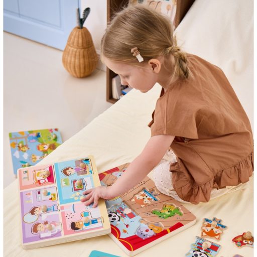 VIGA mindennapi tevékenységek fa puzzle – interaktív kirakós hanghatásokkal