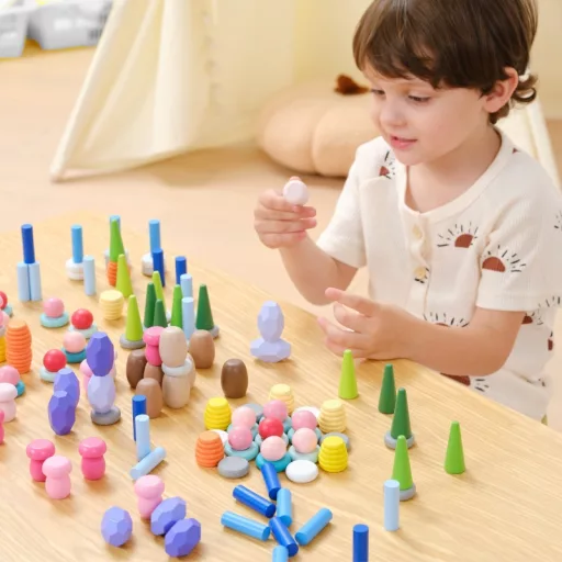 Viga montessori 58 db-os fa építőkövek 