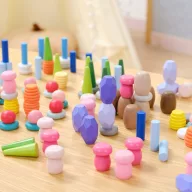 Viga montessori 58 db-os fa építőkövek 
