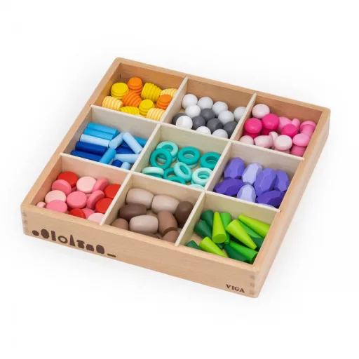 Viga montessori 58 db-os fa építőkövek 
