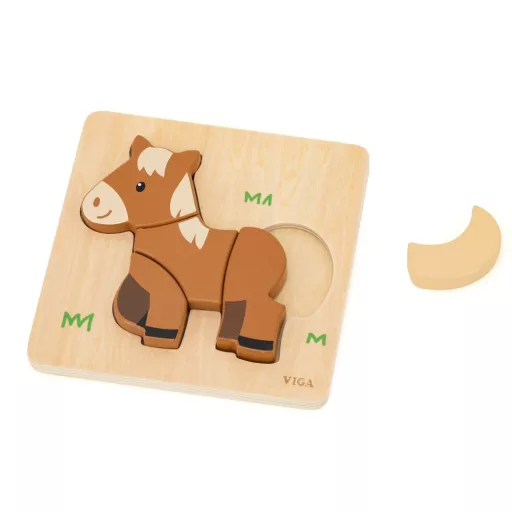 Viga fa magasított puzzle - lovas