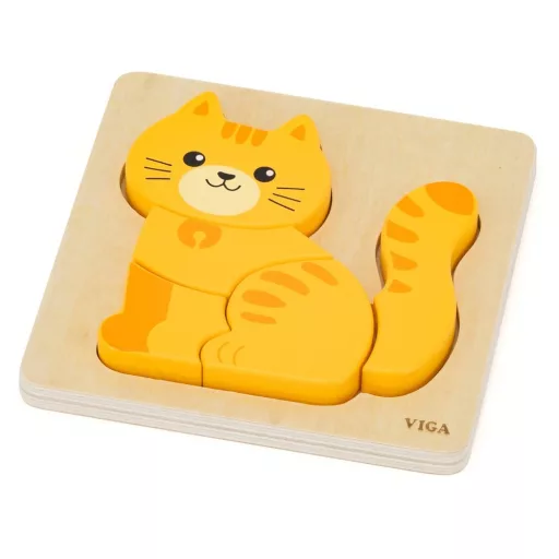 Viga fa magasított puzzle - cicás