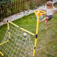   2 az 1-ben gyerek sportkészlet – kosárlabda és focikapu szett labdával