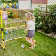   2 az 1-ben gyerek sportkészlet – kosárlabda és focikapu szett labdával