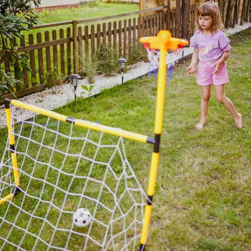 2 az 1-ben gyerek sportkészlet – kosárlabda és focikapu szett labdával