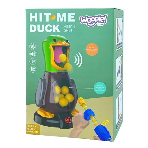 Woopie éhes kacsa célbalövő játék - LCD kijelzővel és 12 db szivacsgolyóval