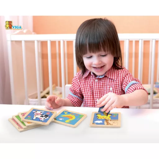Viga 12 db-os puzzle készlet állványban