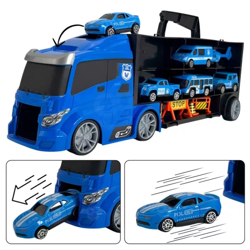Woopie 3 az 1-ben rendőrautós játékkészlet – 40 cm-es teherautó szett 