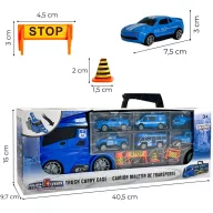   Woopie 3 az 1-ben rendőrautós játékkészlet – 40 cm-es teherautó szett 