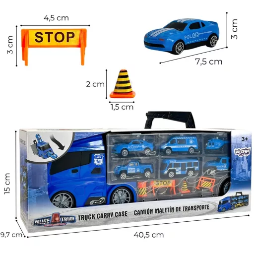 Woopie 3 az 1-ben rendőrautós játékkészlet – 40 cm-es teherautó szett 