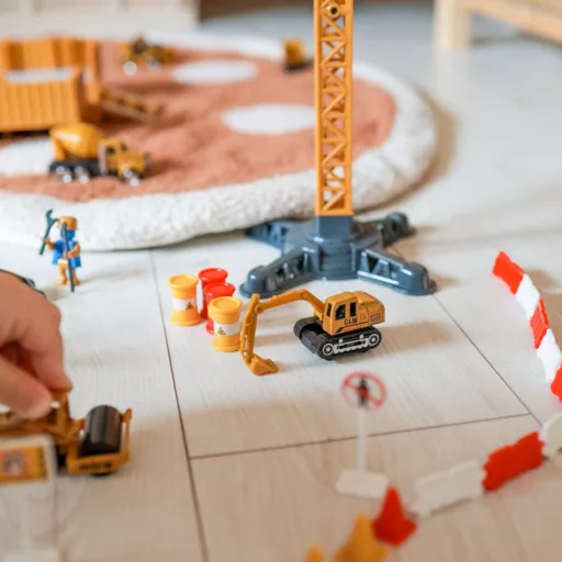 Woopie 6 az 1-ben építőipari játék készlet – teherautó, daru, munkagépek és kiegészítők 