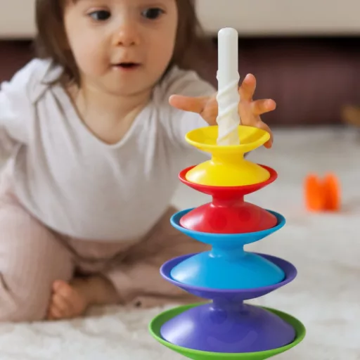 Woopie színes montessori torony babáknak – 7 részes érzékszervi fejlesztőjáték