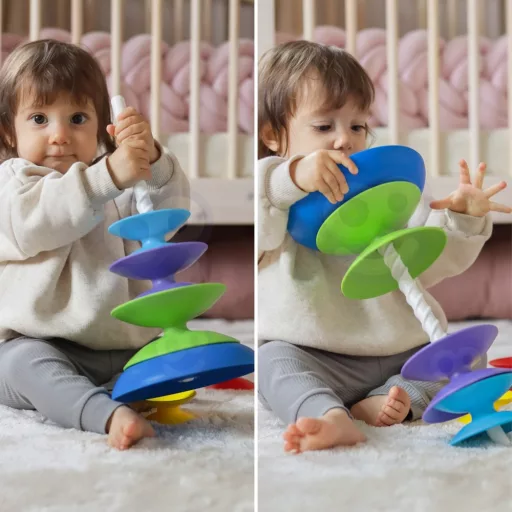 Woopie színes montessori torony babáknak – 7 részes érzékszervi fejlesztőjáték