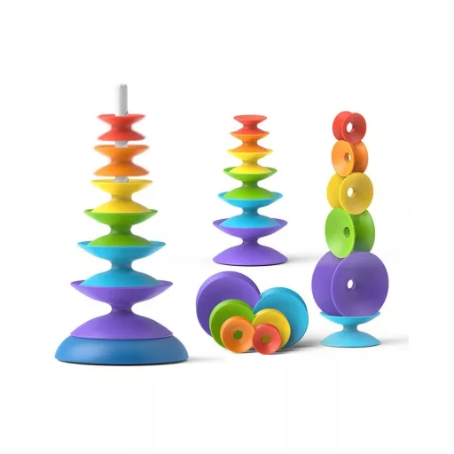 Woopie színes montessori torony babáknak – 7 részes érzékszervi fejlesztőjáték
