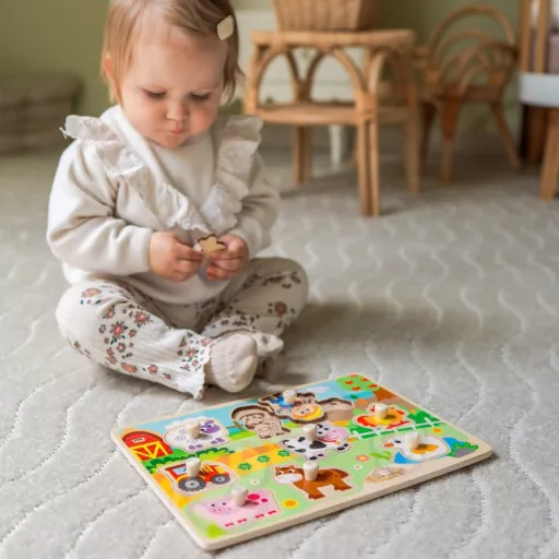 JátékTooky Toy farmos fogantyús puzzle