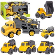   Woopie 4 az 1-ben építőipari járműkészlet – vontatóval és három építőipari járművel