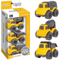   Woopie 3 az 1-ben építőipari járműkészlet – betonkeverő, dömper, kukásautó