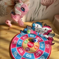 Woopie unikornisos tépőzáras darts - labdapisztollyal