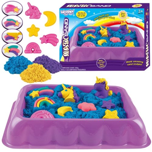 Woopie homokozóasztal formákkal - 0,6 kg kinetikus homokkal